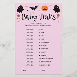 Baby Traits Halloween Witchy Baby Shower Game