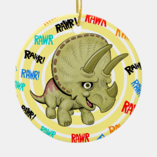 Baby Triceratops Ceramic Ornament