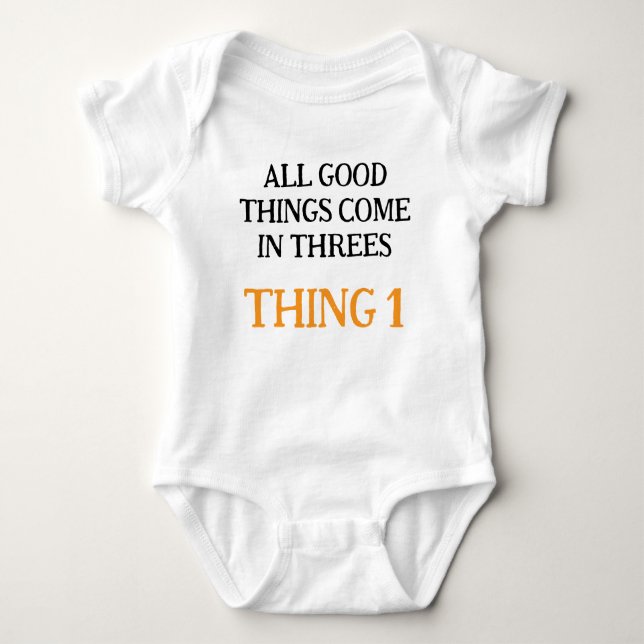 Baby Triplets, Funny Triplets Gift Idea, Neutral  Baby Bodysuit (Front)