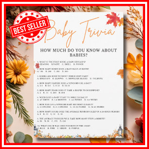 BABY TRIVIA & ANSWERS Baby Shower Game Cute Bear Invitation