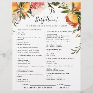 Baby Trivia   Baby Shower Game