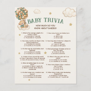 Baby Trivia Bear Balloons Baby Shower Game