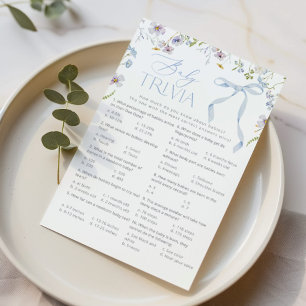 Baby trivia Blue Bow Wildflower Baby shower game
