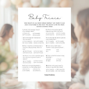 Baby Trivia Game for Baby Shower with Answers Custom Letterhead