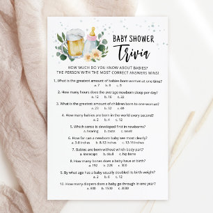 Baby Trivia Game Greenery Baby Is Brewing Pink