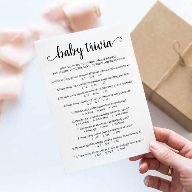 Baby Trivia Game with Answers Baby Shower Card (Creator Uploaded)