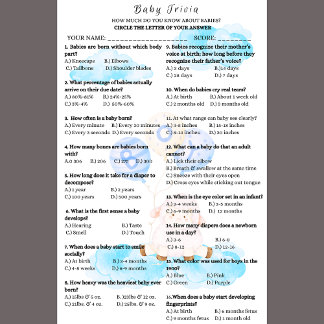 Baby Trivia Little Blue Lamb Shower Game