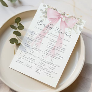 Baby Trivia Pink Floral Bow Baby Shower game