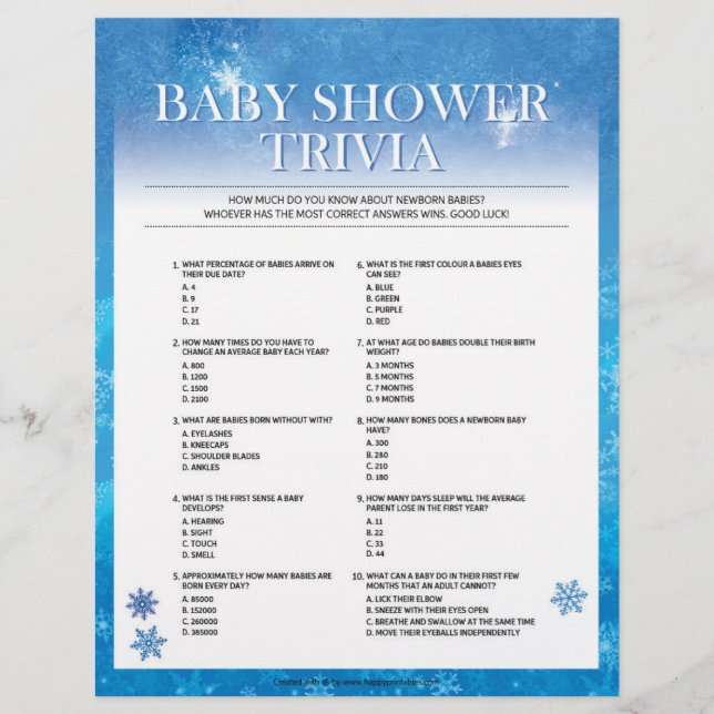 Baby Trivia [Snowy Blue] Custom Letterhead (Front)
