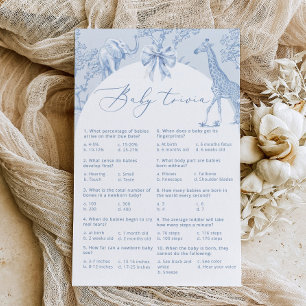 Baby trivia toile de jouy Safari baby shower game