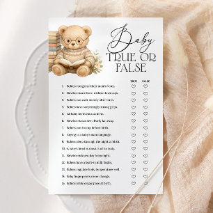 Baby True or False Bear Baby Shower Trivia Game