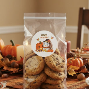 Baby Turkey And Pumpkin Celebrating Thanksgiving  Classic Round Sticker