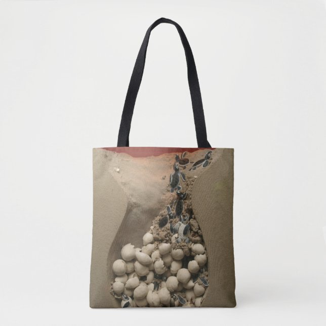 Baby Turtle Eggs Hatching Tote Bag (Front)