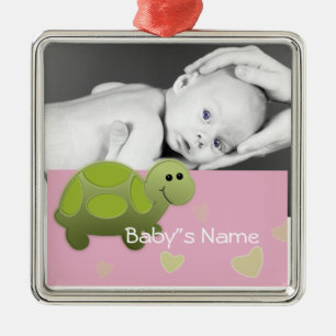 Baby Turtle/Photo Metal Ornament
