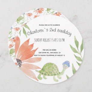 Baby Turtle Watercolor Hand-painted Save The Date