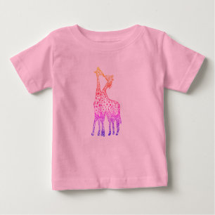 Baby Tutu Bodysuit, Pink Beautifukl Giraffes Art Baby T-Shirt