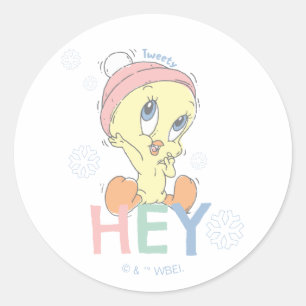 Baby TWEETY™ Hey Snow Classic Round Sticker