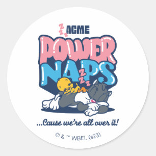 Baby TWEETY™ & SYLVESTER™ Power Naps Classic Round Sticker