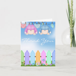 BABY TWIN BOY & GIRL THANK YOU CARD BABY SHOWER