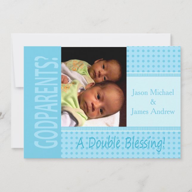 Baby Twin Boys be our Godparents Invitation (Front)