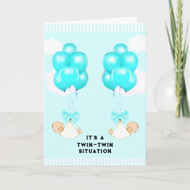 Baby Twin Boys Congrats Card (Front)