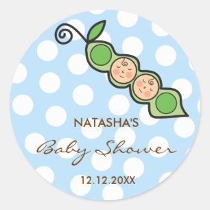 Baby Twin Boys Pea in a Pod Baby Shower Label /