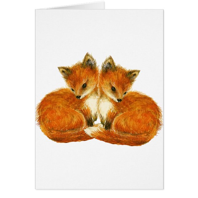 Baby Twin Foxes Note Cards (Front)