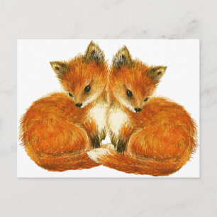Baby Twin Foxes Postcard