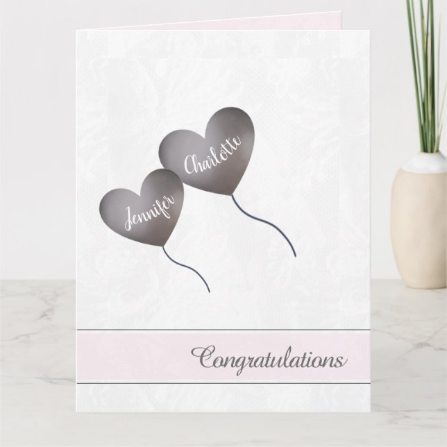 Baby twin girl pink birth congratulations card (Front)
