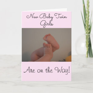 Baby Twin Girls Congratulations PHOTO Card