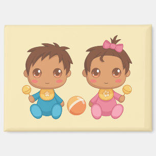 Baby Twins Boy and Girl Magnet