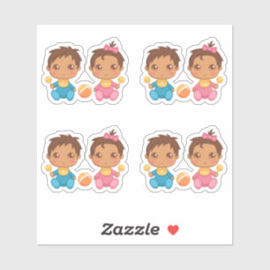 Baby Twins Boy and Girl Set of 4 Sticker