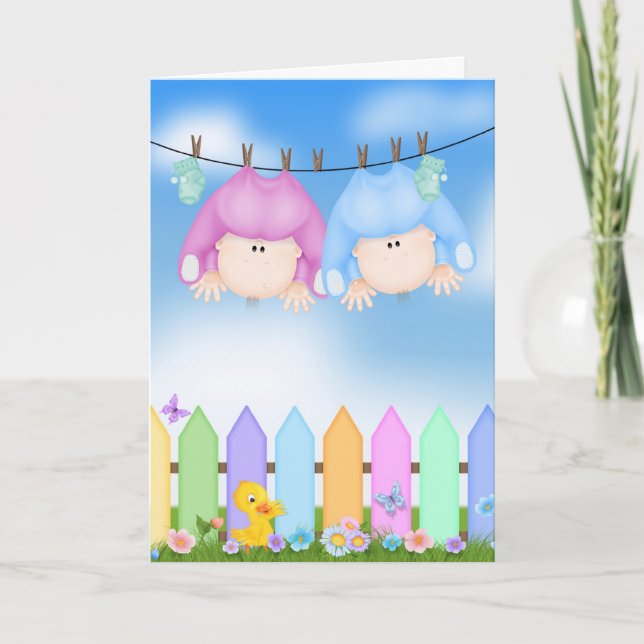Baby Twins Congratulations Card (Front)