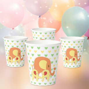 Baby Twins Elephant Baby Shower  Paper Cups