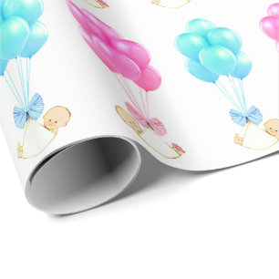Baby Twins Girl and Boy Gift Wrapping Paper
