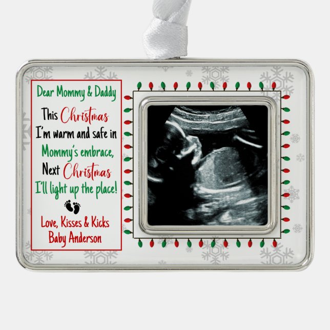 Baby Ultrasound New Parents   Silver Plated Framed Ornament (Front)
