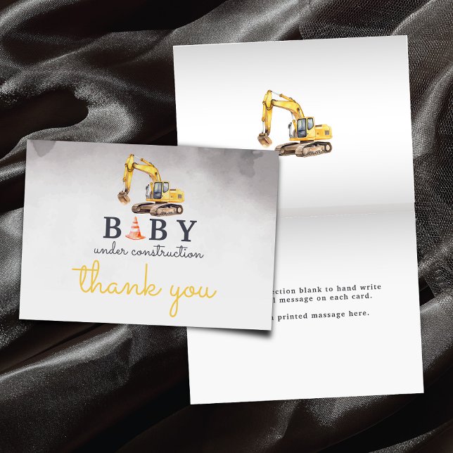 Baby Under Construction Baby Shower Thank You Card (Creator Uploaded)