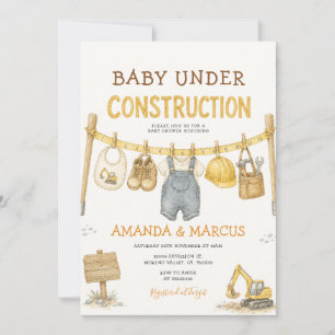 Baby Under Construction Boy Baby Shower Invitation