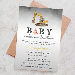 Baby Under Construction Boy Baby Shower Invitation
