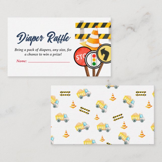 'Baby Under Construction' Diaper Raffle Enclosure Card (Front/Back)