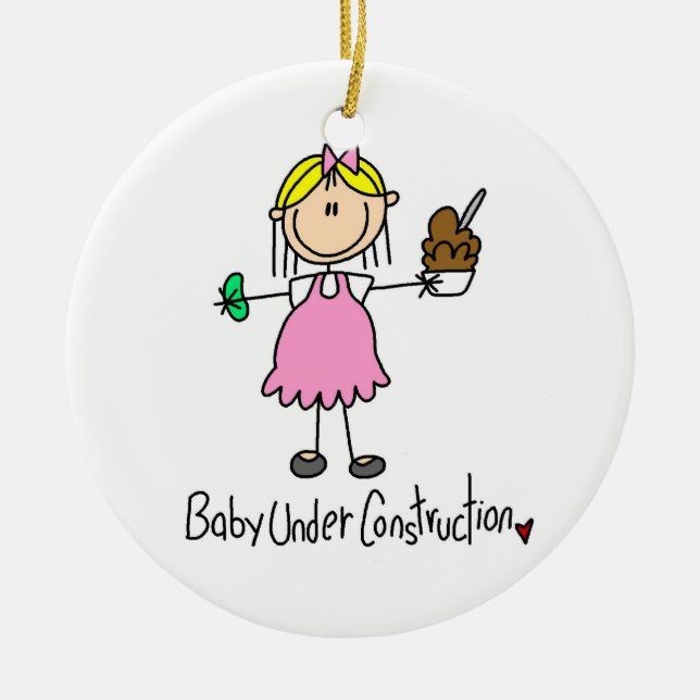 Baby Under Construction T-shirts and Gifts Ceramic Ornament (Front)