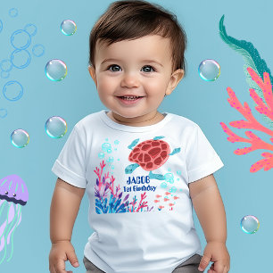 Baby Under the Sea Personalised Name Watercolor  T-Shirt