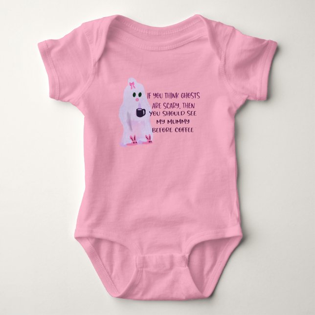 Baby undershirt , cute moms scary before coffee baby bodysuit (Front)
