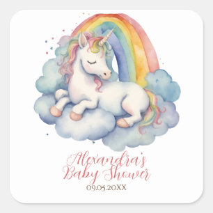 Baby Unicorn Baby Shower Square Sticker