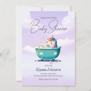 Baby Unicorn Bath Time Baby Shower Invitation
