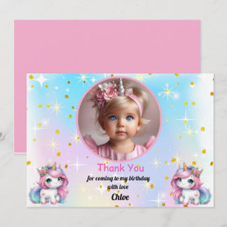 Baby Unicorn Birthday Thank You Cards! Card