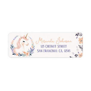 Baby Unicorn Boho Floral Design - Return Address Label