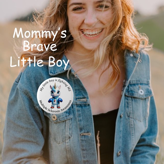 Baby Unicorn, Boy, Kid Multiple Sclerosis Button (Creator Uploaded)