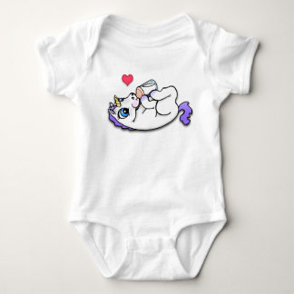 Baby unicorn feeding time - Purple Baby Bodysuit