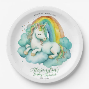 Baby Unicorn Gender Neutral Baby Shower Paper Plate